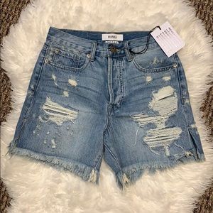 3 for $50🎉Pistola distressed high waist frayed denim shorts